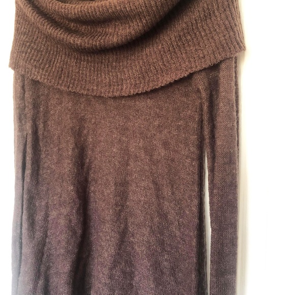 New! Cowl-Neck Knit Turtleneck Tunic Sweater / Dusty Deep Purple / Wool - Picture 5 of 10